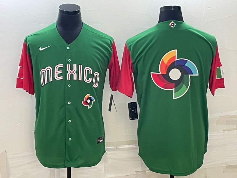 Men 2023 World Cub Mexico Blank Green Nike MLB Jersey6->more jerseys->MLB Jersey